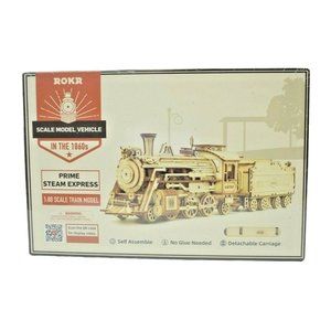 ROKR Prime Steam Express 308 Piece Wooden Train Model Kit New